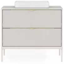 Spintelė po ant stalviršio montuojamu praustuvu „Livia“, 80 cm, kašmyro spalvos, su metalinėmis kojelėmis, su grioveliais