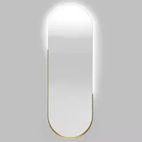 „Brio“ kabamasis veidrodis auksinėje rėmelyje, 40x105 cm, ovalo formos LED apšvietimas, metalinis