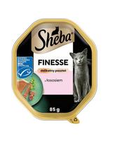 SHEBA Finesse dėžutės 44 x 85 g, visavertis šlapias pašaras suaugusioms katėms su lašiša (muse), 22+22 GRATIS.