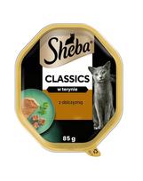 SHEBA Classics dėžutės 44 x 85 g, visavertis šlapias pašaras suaugusioms katėms su žvėriena (terinoje), 22+22 GRATIS.