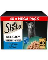 SHEBA Delicacy žuvies skonių gabalėliai želė, 4 x 40 x 85 g, šlapias pašaras katėms, 3+1 GRATIS.