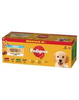 PEDIGREE Junior Skonių Pasirinkimas su ryžiais maišeliai 4 x 40x100 g drėgnas maistas visaverčiam šuniukams gabaliukais želė 3+1 DOVANA