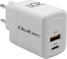 Qoltec GaN 20W charger,5V 20V 1.5A 3A,1xUSB C PD,1xUS