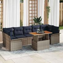 Sodo Sofų Rinkinys su saugykla 8 pcs Pilka Poli ratanas