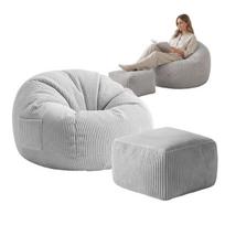Sėdmaišis su pakoju Mark Adler Comfy 3.0 Grey – velvetinis fotelis, šviesiai pilkas