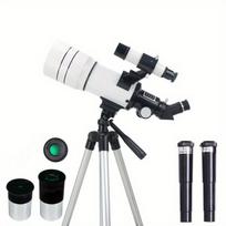 70 mm teleskopas pradedantiesiems, Teleskopas visiškai baltas modelis + reguliuojamas sidabrinis trikojis