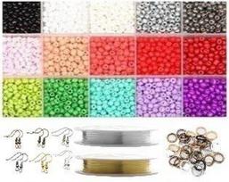 Stiklinių karoliukų rinkinys auskarų gamybai RainBow®, šviesus, 1800 vnt.