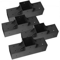 Pergolos laikiklių komplektas, T formos 3 kryptys, 92x92 mm, juoda, plienas