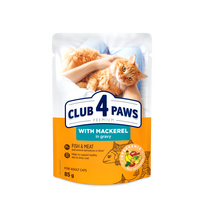 CLUB 4 PAWS Premium konservuotas pašaras su skumbre padaže suaugusioms katėms, 85 g
