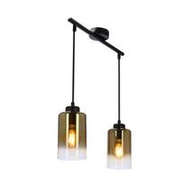 Pakabinamas šviestuvas Candellux Aspra juodas 2x60W E27 su gintarinio stiklo gaubtu