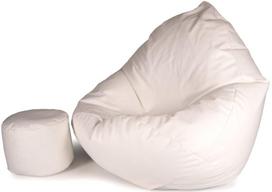 Sėdmaišis su pufu Mega Comfort XXL, dirbtinė oda, baltas