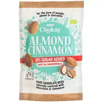 Migdolai juodajame šokolade su cinamonu, eko, 85 g