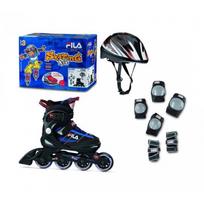Roller skate set for children FILA J-ONE COMBO 3 SET (L36-40), black-blue-red