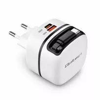 Qoltec travel charger | 65W | PD, GaN, PPS | USB-C | with retractable cable included