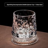 Rotating Glass Cup 280ml Crystal Whiskey Rum Glass with Base Ice Flower Bubble Pattern Spinner Glassware for Festival Party Gift 201-300ml