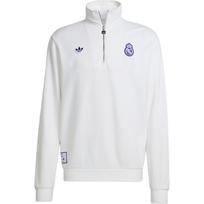 Adidas Real Madrid Terrace Icons Vintage French Terry Half Zip Soccer Sweatshirt Men White JF2574 XL