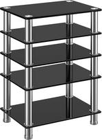 "Rfiver HiFi Rack Glass" 5 lygių HiFi lentyna 600 x 400 x 800 mm "Phono Rack" patefonų stovas "Turntable Stand" televizoriaus lentyna Baldai iš nerūdijančio plieno grūdinto stiklo