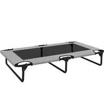 PawHut paaukštinta sulankstoma šunų lova, lauko šunų gultas su tinkliniu dizainu, kvėpuojantis, dideliems šunims šviesiai pilkas Oksfordas 107 x 61 x 20 cm