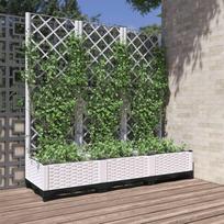 Sodo vazonas su grotelėmis baltas 120x40x1215 cm PP