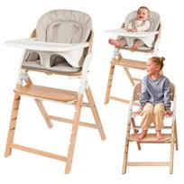 Maitinimo kėdutė 3in1 su BabySet – reguliuojama, iki 110 kg, silikoninė tacė Lionelo Megan White Wood