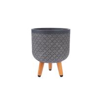 Augalų laikiklis SKY PAO D24xH29,6 cm, tamsiai pilkos spalvos, su medinėmis kojelėmis