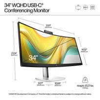 HP Series 5 Pro 534pm 86,40 cm (34") WQHD (3440 x 1440) AG IPS 400nits USB-C (100W) konferencinis docking monitorius su kamera, garsiakalbiais