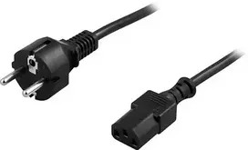DELTACO kabelis, CEE 7/7 -  IEC 60320 C13 , max 250V / 10A, 2m, juodas/ DEL-109M