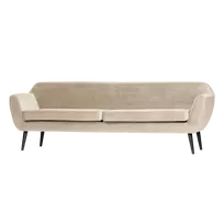 Sofa Rocco XL, 75 x 230 x 82 cm, aksomas, balkšva