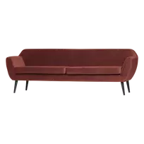 Sofa Rocco XL, 75 x 230 x 82 cm, aksomas, tamsiai raudona