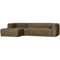 Kampinė sofa Bean, 73 x 305 x 175 cm, kairė, aksomas, tamsiai žalia