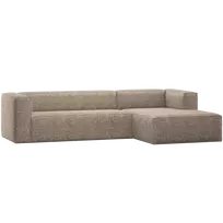 Kampinė sofa Bean, 73 x 305 x 175 cm, dešinė, audinys, šviesiai ruda