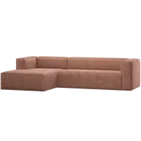 Kampinė sofa Bean, 73 x 305 x 175 cm, kairė, audinys, ruda terra melange