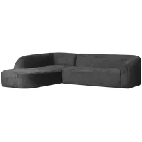 Kampinė sofa Sloping, 77 x 274 x 225 cm, kairė, aksomas, pilka mountain