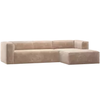 Kampinė sofa Bean, 73 x 305 x 175 cm, dešinė, aksomas, natūrali