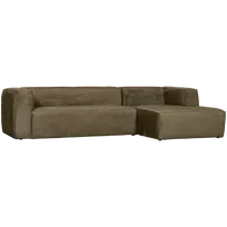 Kampinė sofa Bean, 73 x 305 x 175 cm, dešinė, aksomas, tamsiai žalia