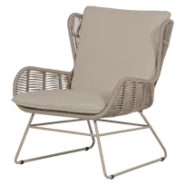 Lauko fotelis Grace, 81 x 75 x 70 cm, plienas / virvė, smėlio
