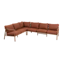 Lauko baldų komplektas Cavero, 63 x 268 x 206 cm, aliuminis, ruda / natūrali
