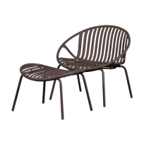 Lauko fotelis su pufu Bruce, 73 x 81 x 72 cm, plastikas / metalas, ruda