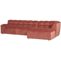 Kampinė sofa Allure, dešinė, 79 x 324 x 165 cm, aksomas, rožinė