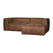 Kampinė sofa Bean, dešinė, 73 x 254 x 175 cm, eko oda, ruda