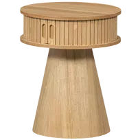 Naktinis staliukas Karri, apvalus, 46 x 38 x 38 cm, MDF / pušis, natūrali