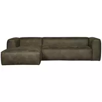 Kampinė sofa Bean, 73 x 305 x 175 cm, kairė, eko oda, žalia