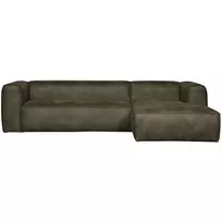 Kampinė sofa Bean, 73 x 305 x 175 cm, dešinė, eko oda, žalia