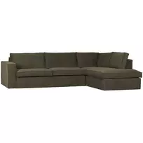 Kampinė sofa Freddie, 90 x 283 x 197 cm, dešinė, žalia