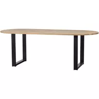 Valgomojo stalas Tablo, ovalus, 75 x 220 x 90 cm, ąžuolas, su U formos kojomis