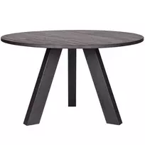 Valgomojo stalas Rhonda, Ø129 cm, 75 cm, ąžuolas, juoda