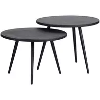 Šoniniai staliukai Suze, 2 vnt., 42 x 53 x 53 cm, medis / metalas, juoda