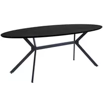 Valgomojo stalas Bruno, 75 x 220 x 100 cm, MDF, juoda
