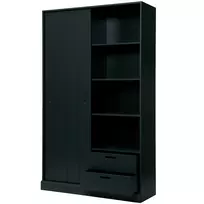 Spintelė Move, stumdomomis durimis, 200 x 120 x 42 cm, pušis, juoda