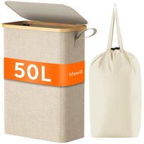 Lifewit 50 l siauras skalbinių krepšys su dangčiu, smėlio/beige